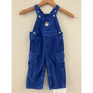 Gymboree Boys Royal Blue Corduroy Owl Cargo Overalls 18-24 Months